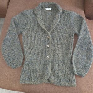 VTG Marisa Christina Mohair Wool Green Teal Fleck Tailored Cardigan Sweater S/M